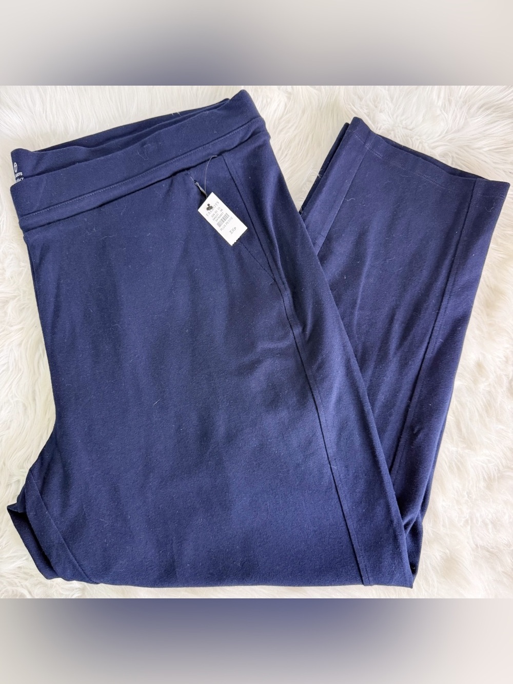 T by Talbots Straight Leg Knit Pants 3XP Navy Pull On NWT Petite Plus